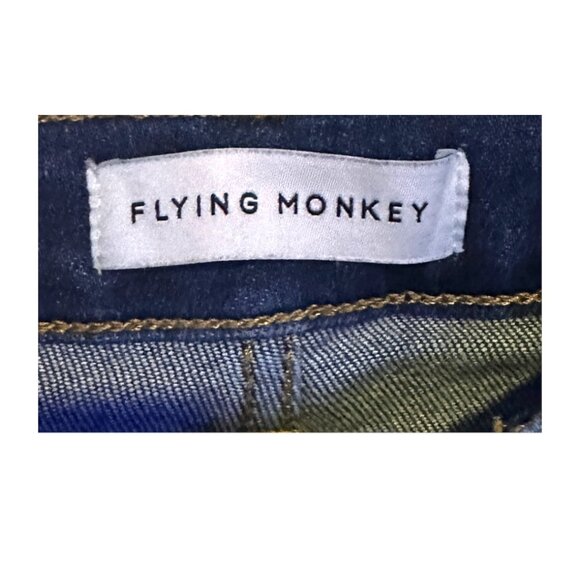 Flying Monkey High Rise Side Slit Frayed Hem Ankle Skinny Dark Wash Jeans - Picture 7 of 8